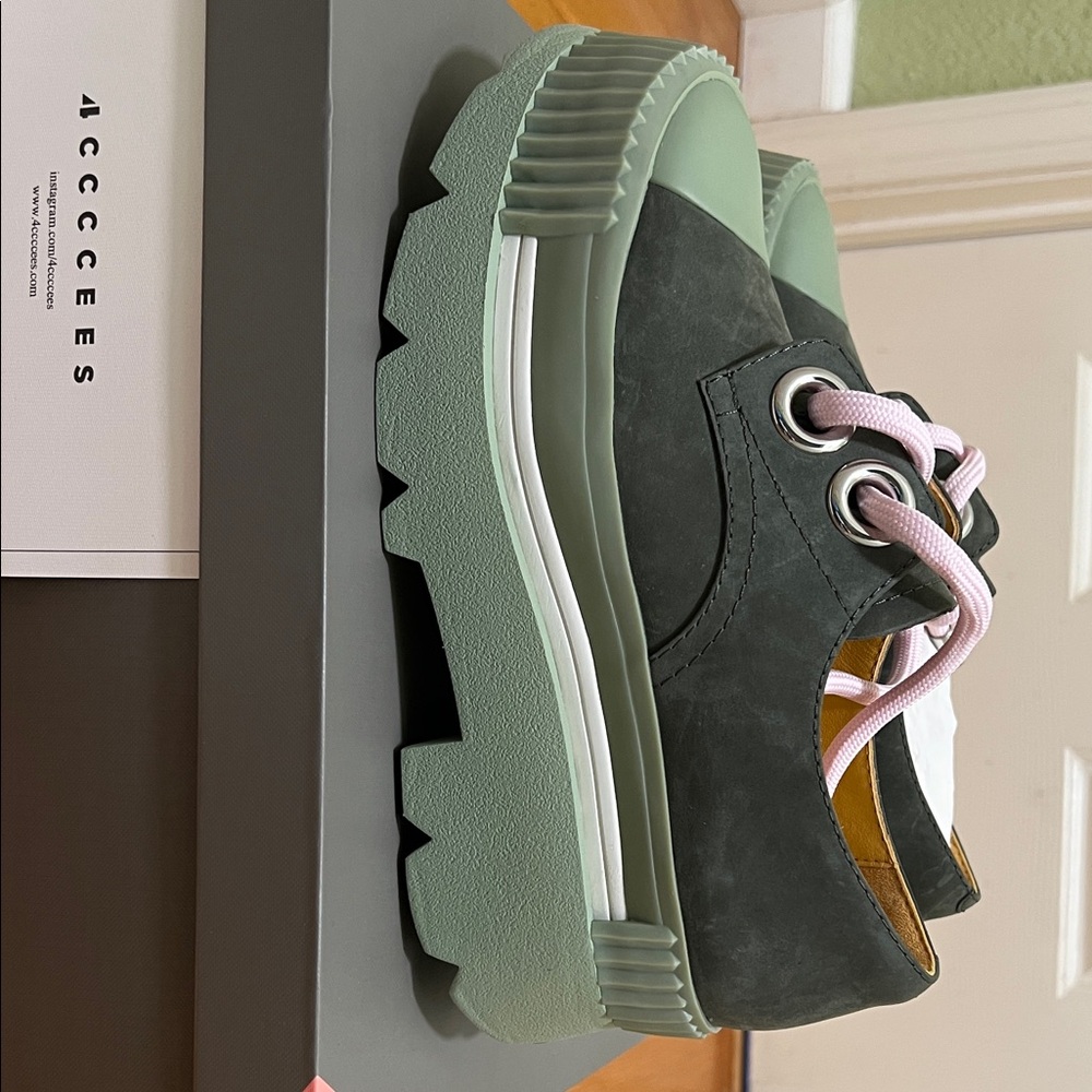 Women's Green and Pink Sneakers - Picture 2 of 6
